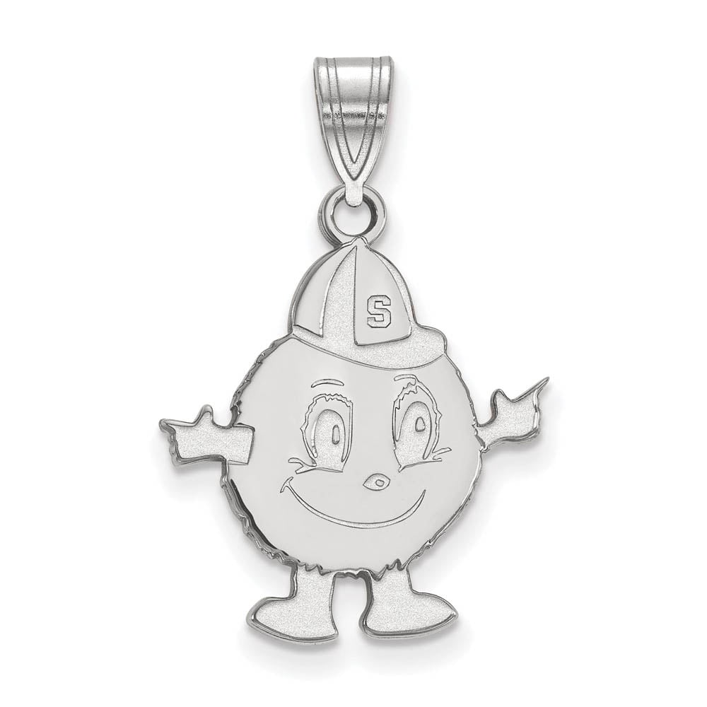 Sterling Silver Rhodium-plated LogoArt Syracuse University Mascot Large Pendant QSS025SYU
