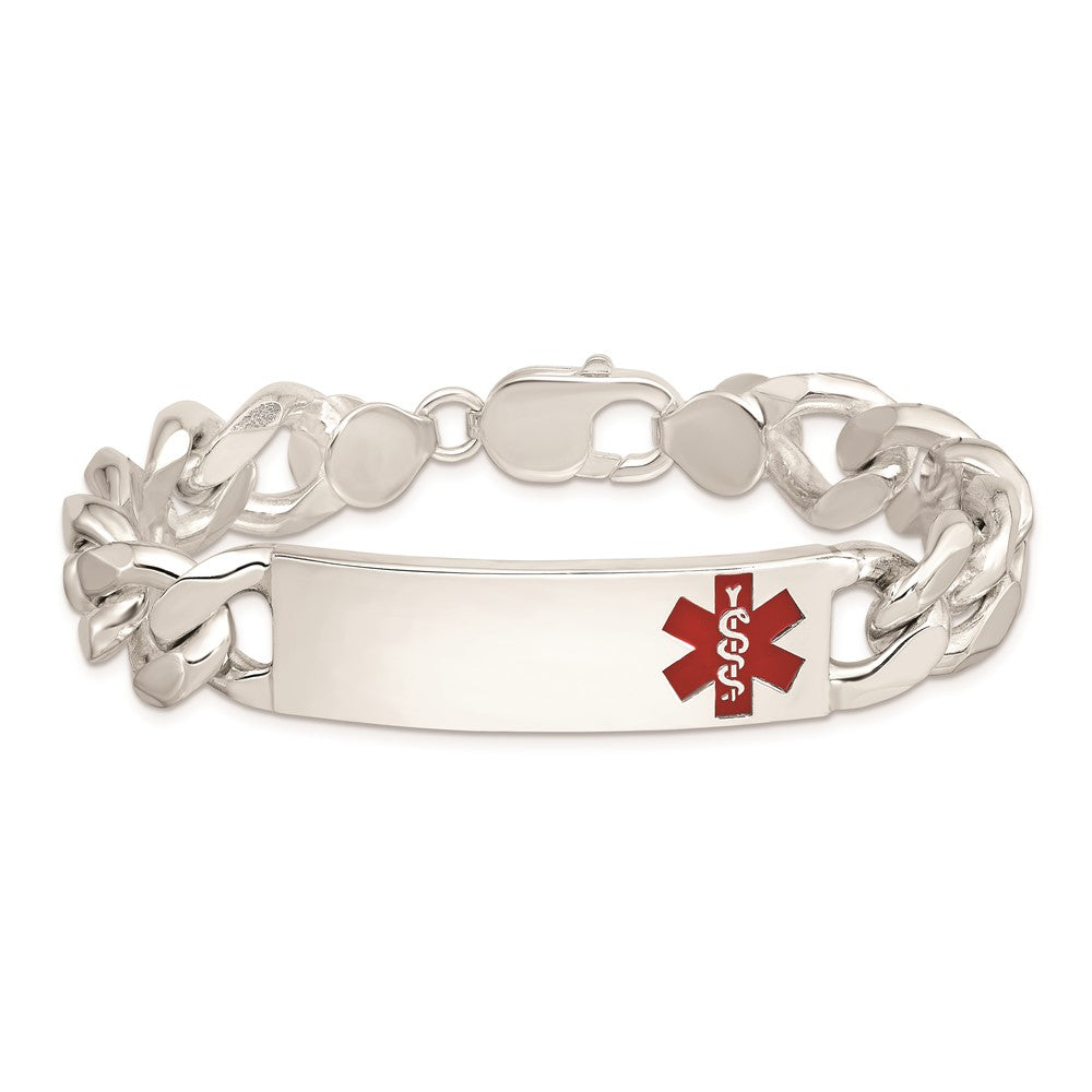 Sterling Silver Polished Medical Curb Link ID Bracelet 7.5 inches