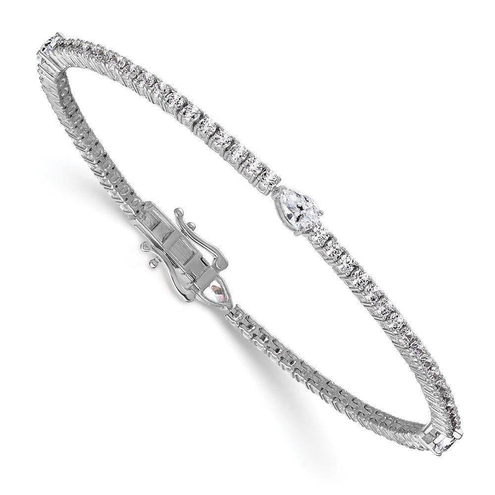 True Origin 14K White Gold 4 1/2 carat Lab Grown Diamond VS+ F+ Pear Center 7 in Complete Bracelet