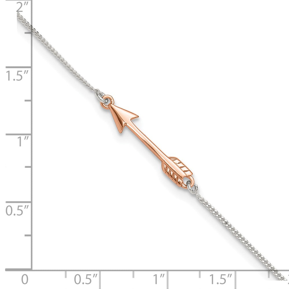 Sterling Silver Rose-tone Polished Arrow 9in Plus 1in Ext Anklet 9 inches