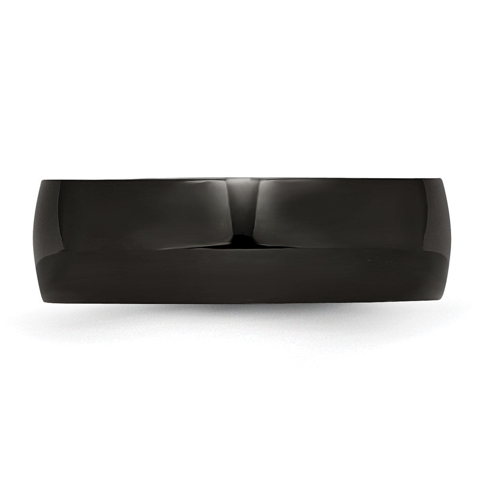 Stainless Steel 7mm Black IP-plated Polished Band Size - 10.5
