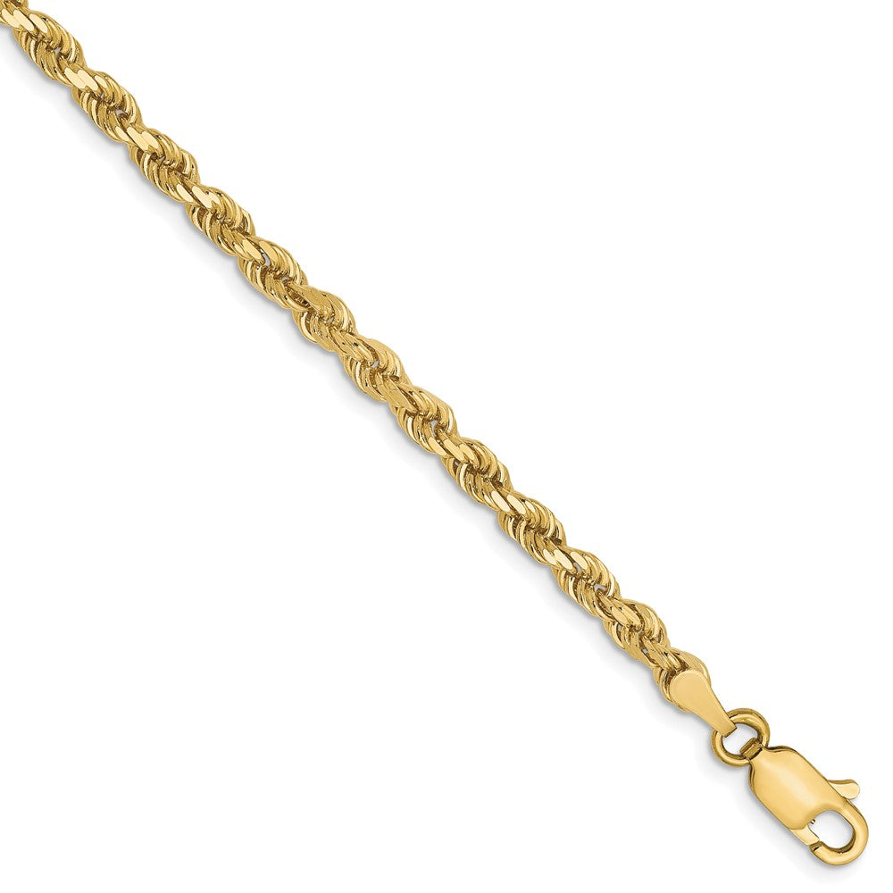 10K 3mm Diamond-Cut Rope Chain 7  inches