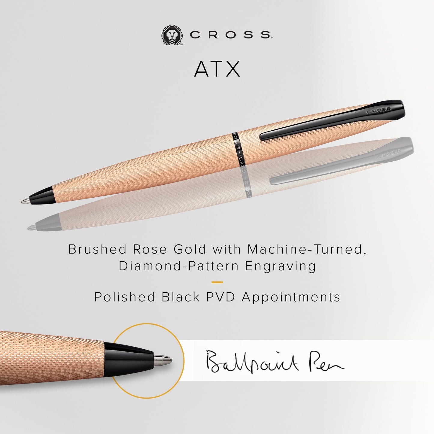 Cross ATX Refillable Ballpoint Pen, Medium Ballpen, Includes Premium Gift Box - Rose Gold