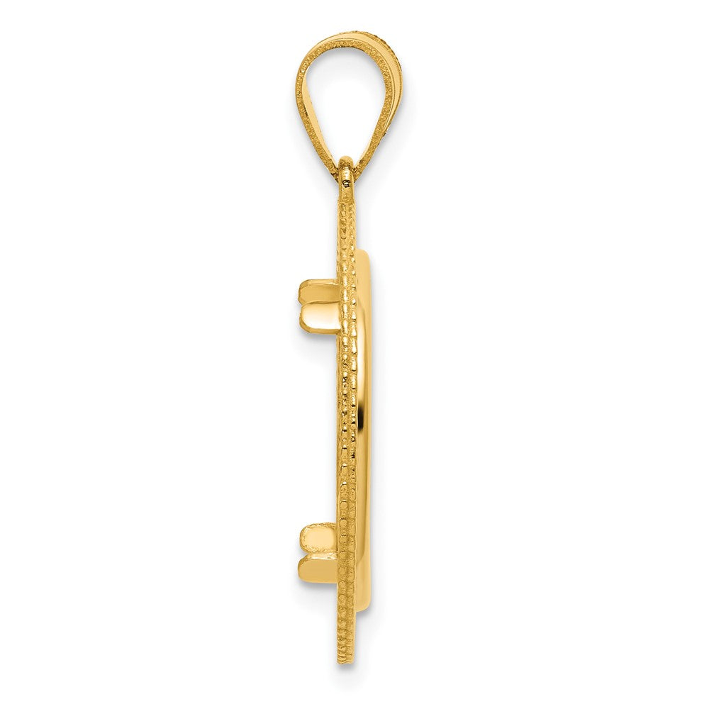 14k Polished Layered with 16.5mm Prong Coin Bezel Pendant