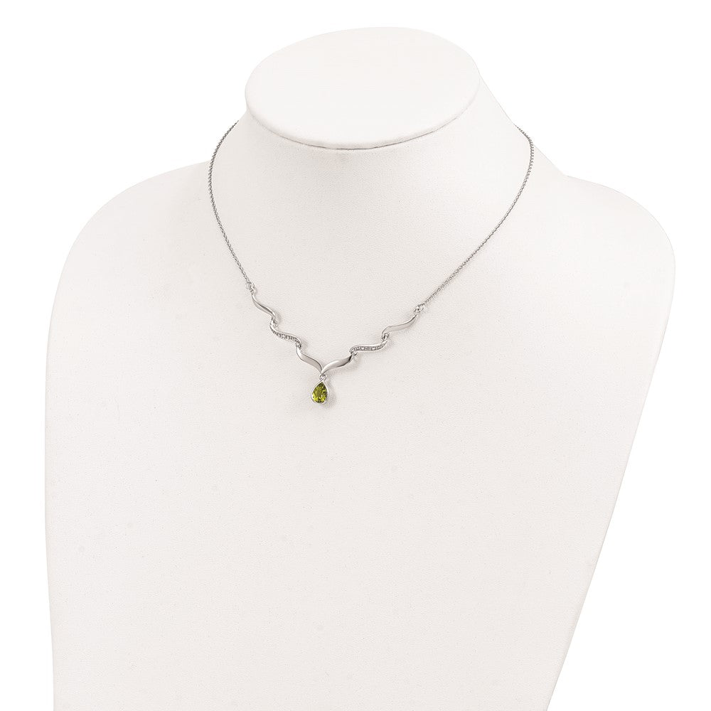 Sterling Silver RH Plated Peridot and White Topaz with 2in. Ext Necklace 18 Inches