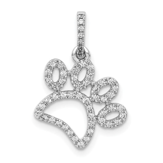 14k White Gold 1/4 carat Lab Grown Diamond VS/SI+ G+ Paw Print Pendant