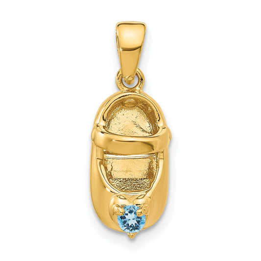 10K 3-D December/Synthetic Stone Engraveable Baby Shoe Charm