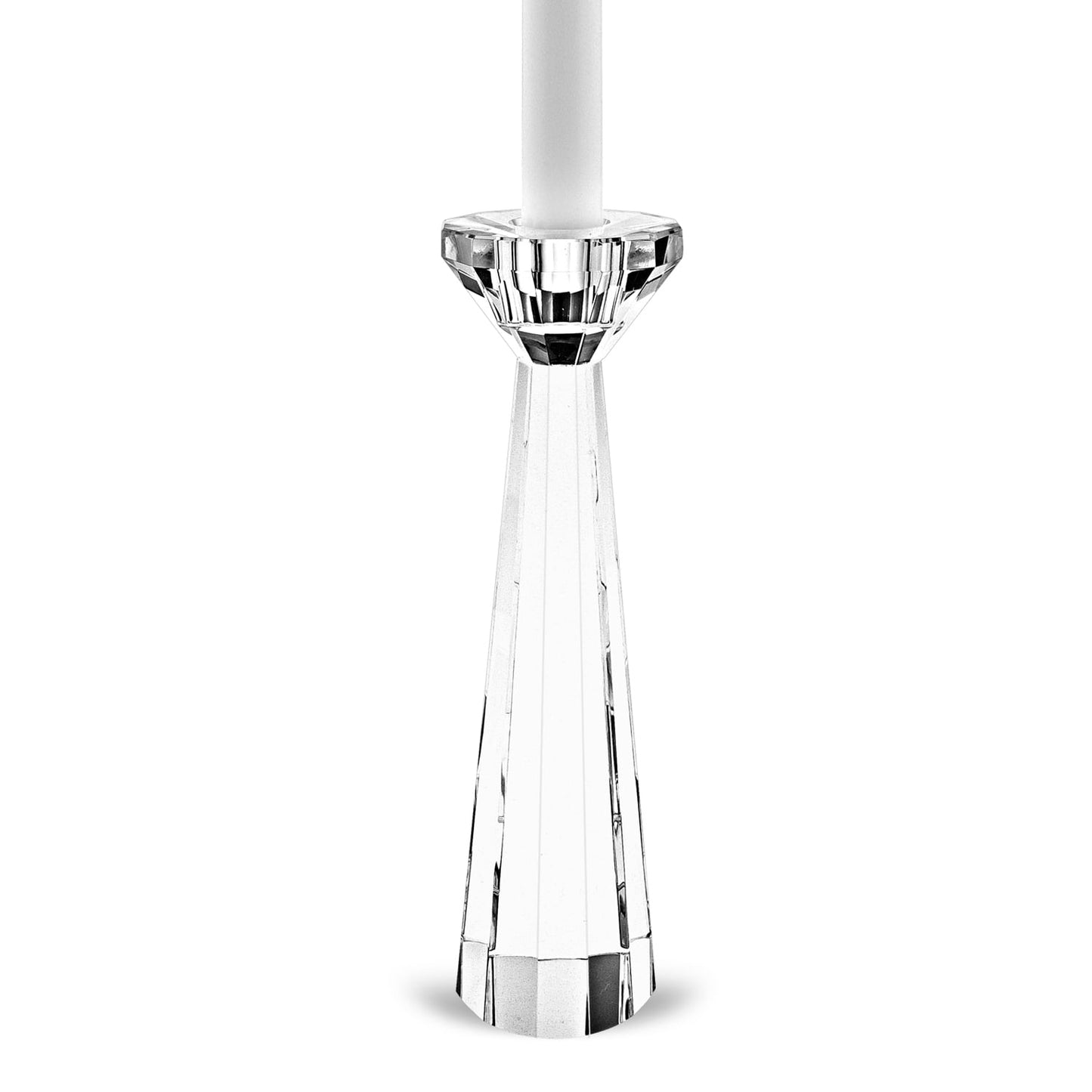 Park Avenue Pair of Faceted Crystal Candle Holders H8.5"