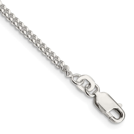 Sterling Silver 2mm Curb Chain Anklet 9 inches