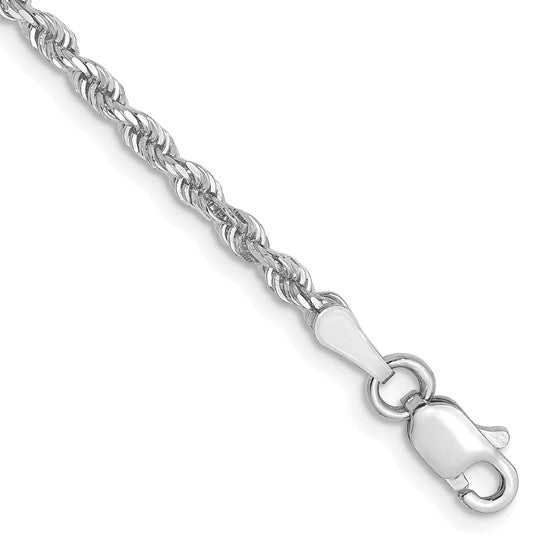 10k White Gold 2.5mm Diamond-Cut Rope Chain
