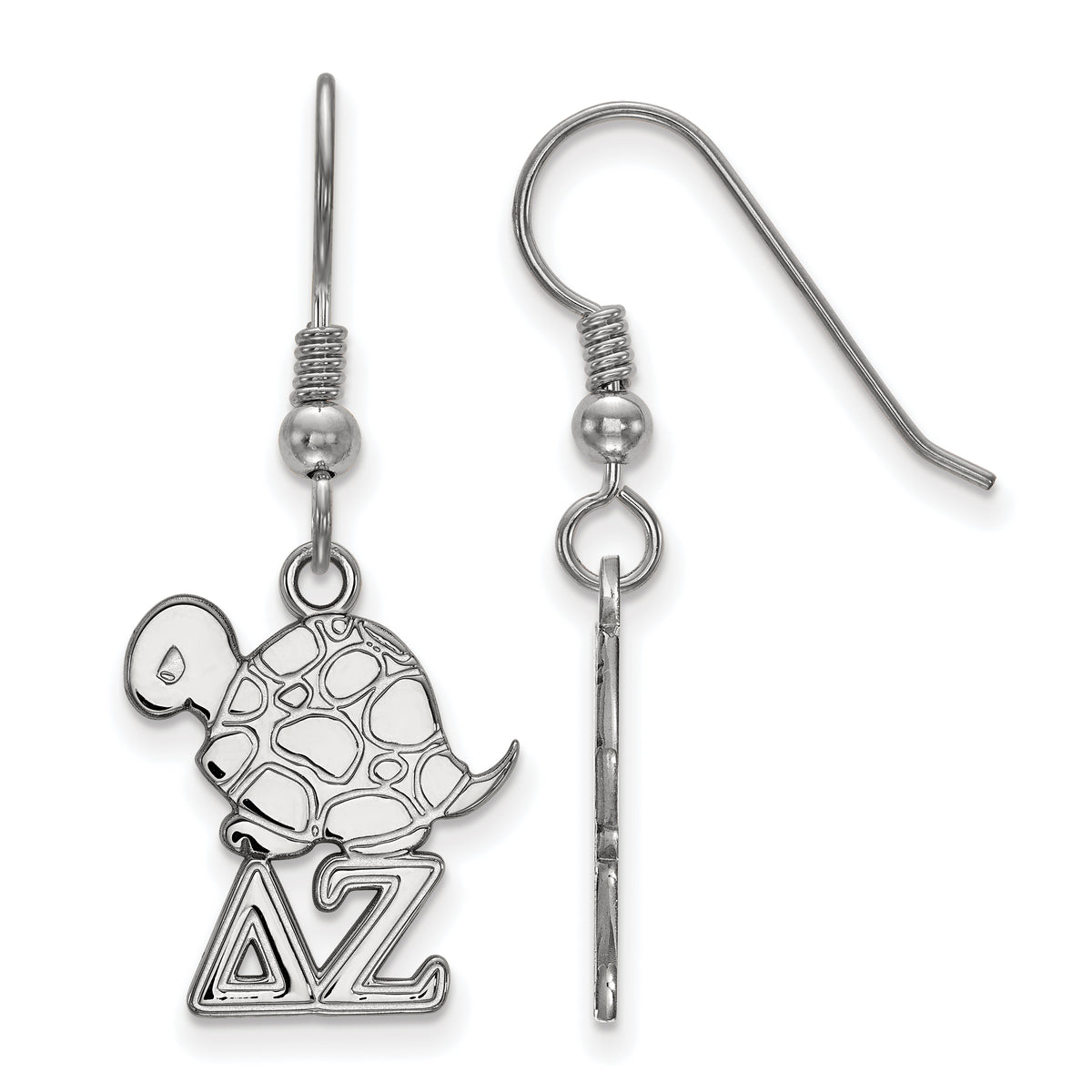 Sterling Silver Official Licensed Greek Sororities Delta Zeta (??) Medium Dangle Earrings
