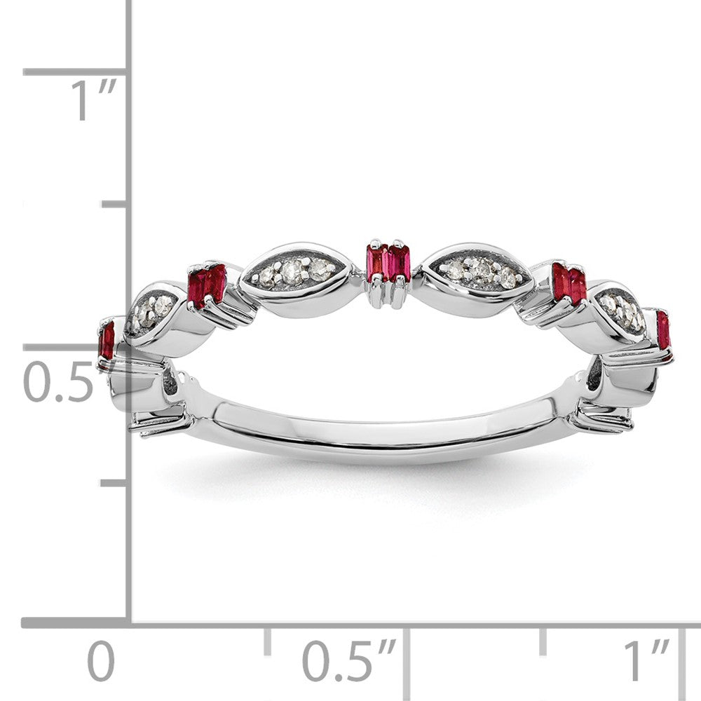 Sterling Silver Stackable Expressions Created Ruby Diamond Ring Size -8