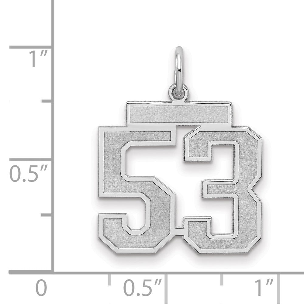 Sterling Silver/Rhodium-plated Satin Number 53 Charm