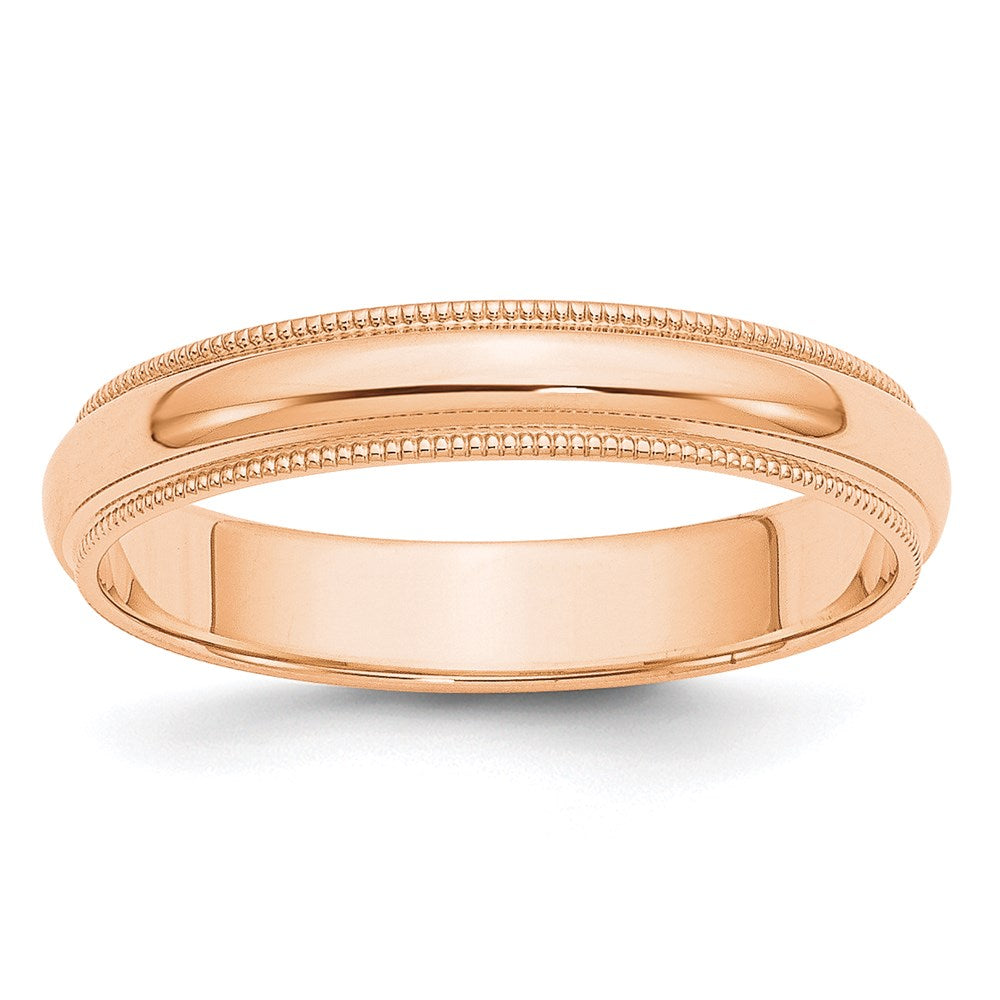 10k Rose Gold 4mm Milgrain Half Round Wedding Band Size 6