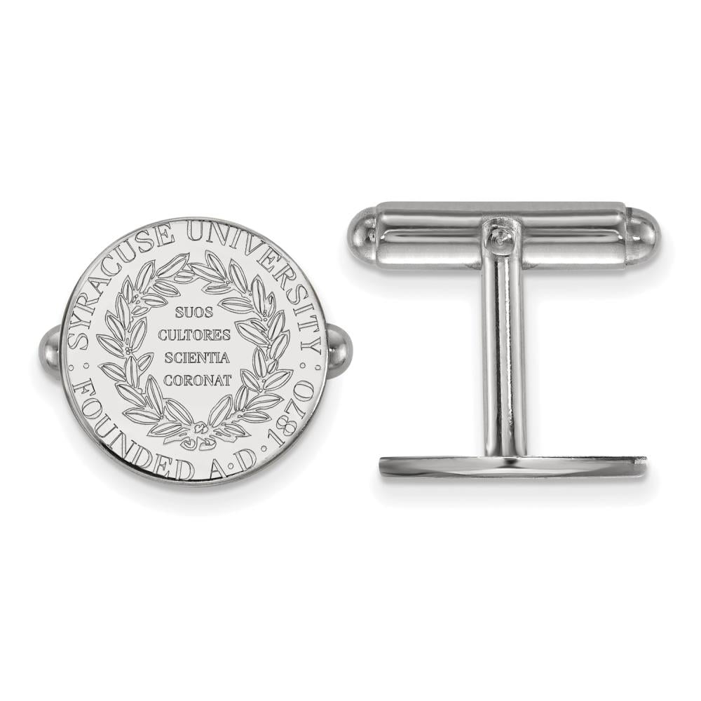 Sterling Silver Rhodium-plated LogoArt Syracuse University Crest Cuff Links QSS041SYU