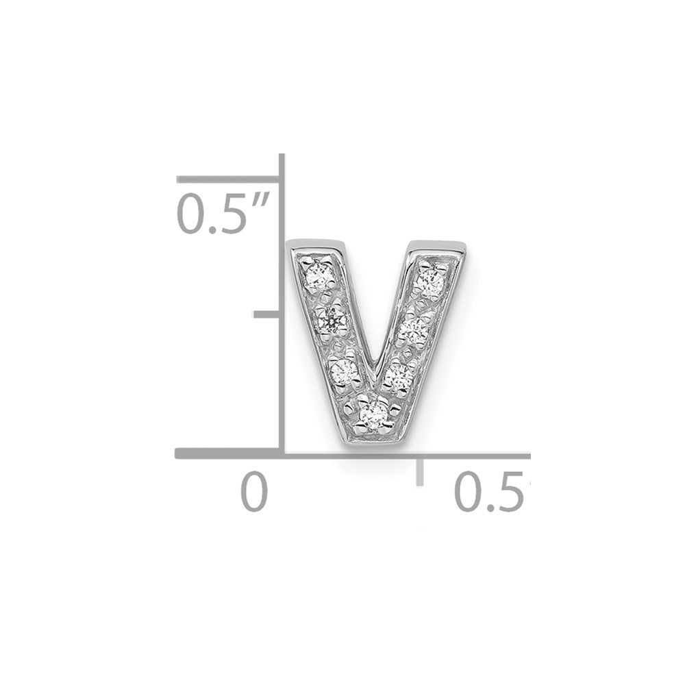 Sterling Silver Polished CZ Initial V Slide