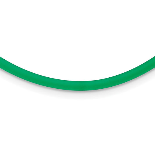 Sterling Silver 3mm Emerald Rubber Cord Necklace