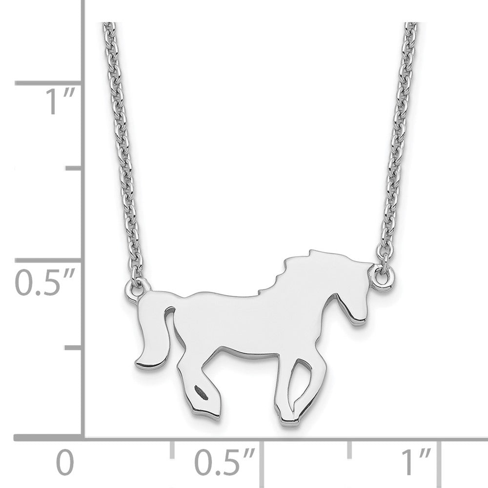 Sterling Silver Rhodium-plated Polished Horse w/ 2in ext Necklace 16 Inches