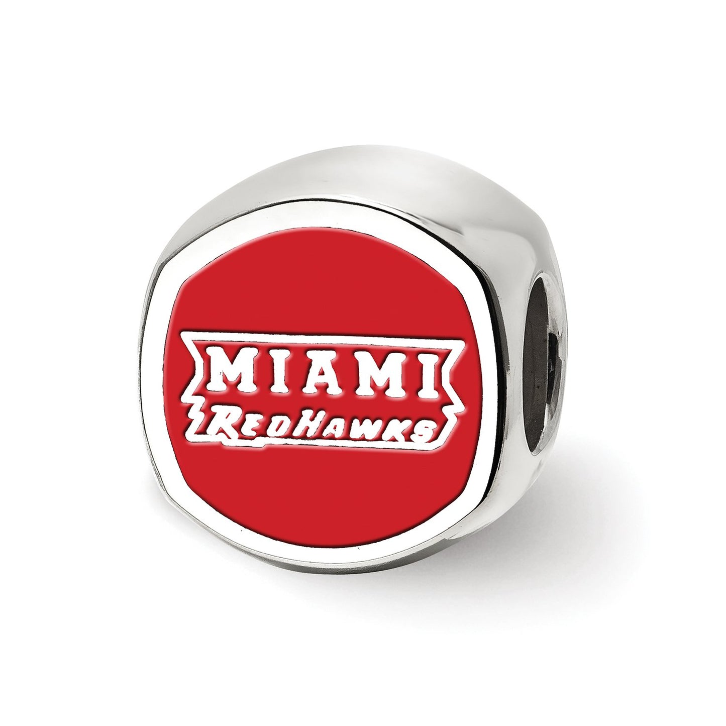 Sterling Silver Miami U Block M Cushion Shaped Logo Bead Charm