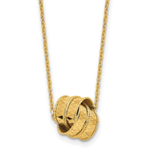14K Polished and Diamond-cut Fancy Knot with 2in ext. Necklace