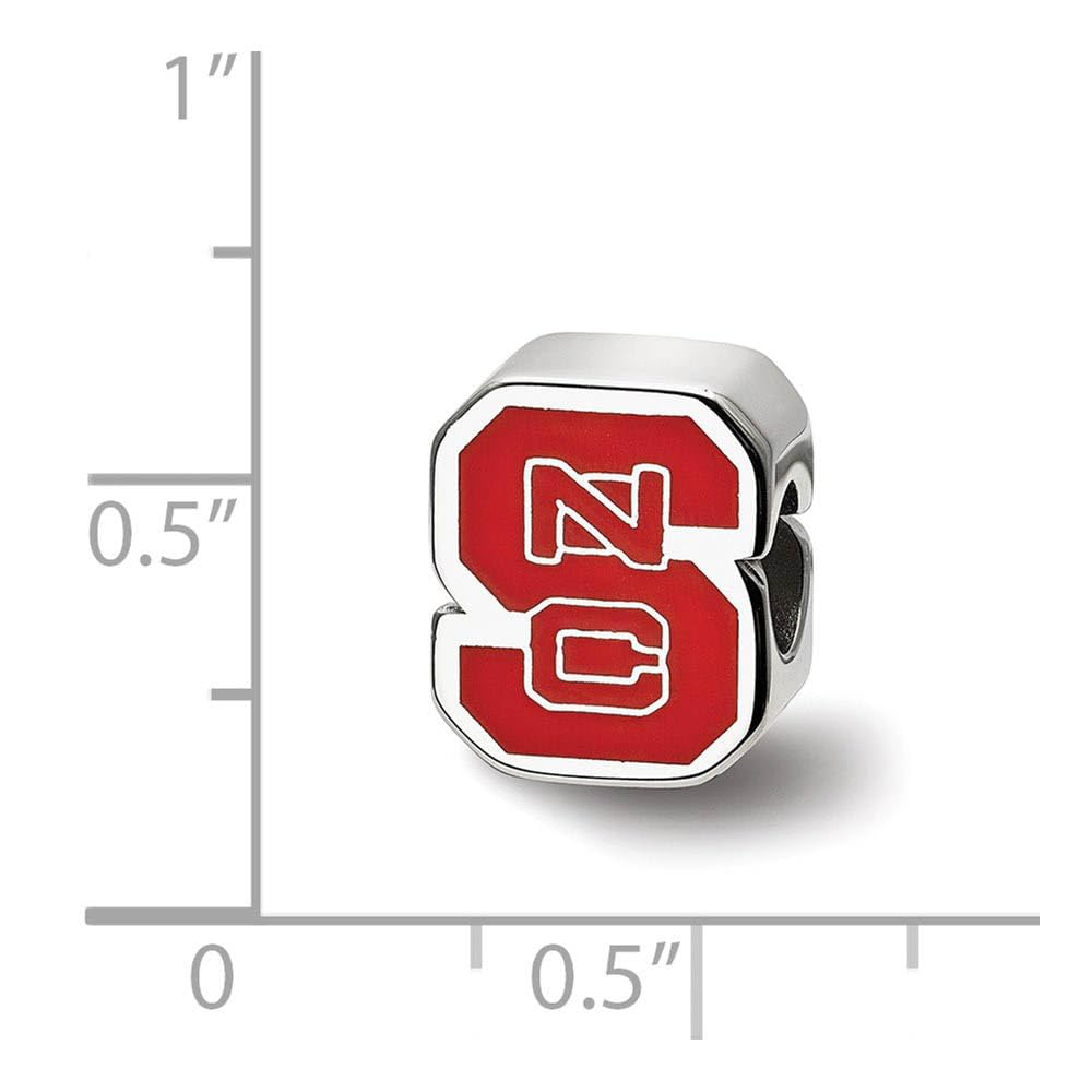 Sterling Silver North Carolina State U Enameled Logo Bead Charm