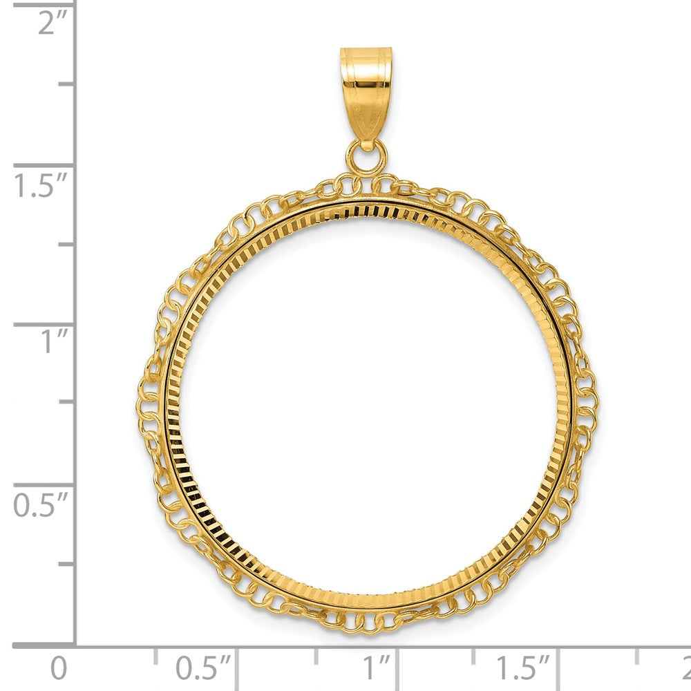 14k Diamond Cut Twisted Ring with 32.7mm Prong Coin Bezel Pendant