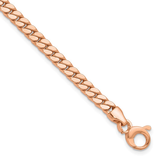 14K Rose Gold Polished Fancy Curb Link Bracelet 7.75  inches