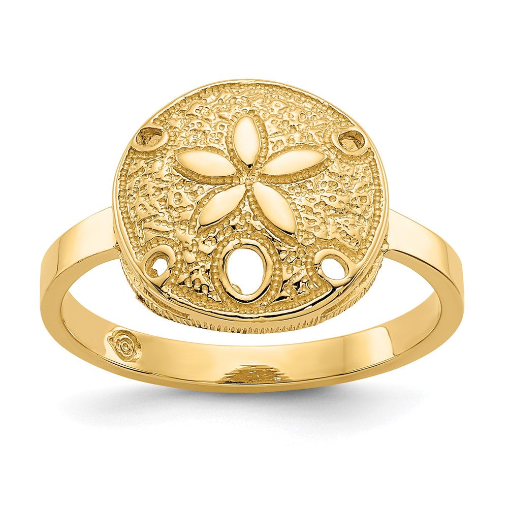 14k Polished Sand Dollar Ring Size 7