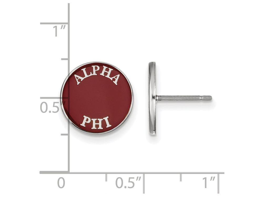Sterling Silver Official Licensed Greek Sororities Alpha Phi (??) Enameled Post Earrings