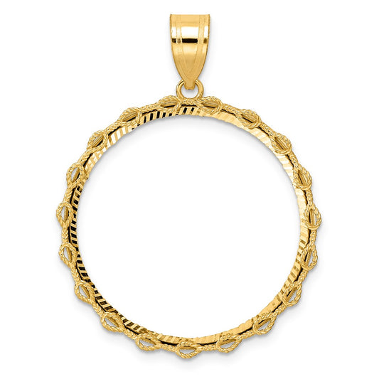 14k Diamond Cut Rope with 27.0mm Prong Coin Bezel Pendant