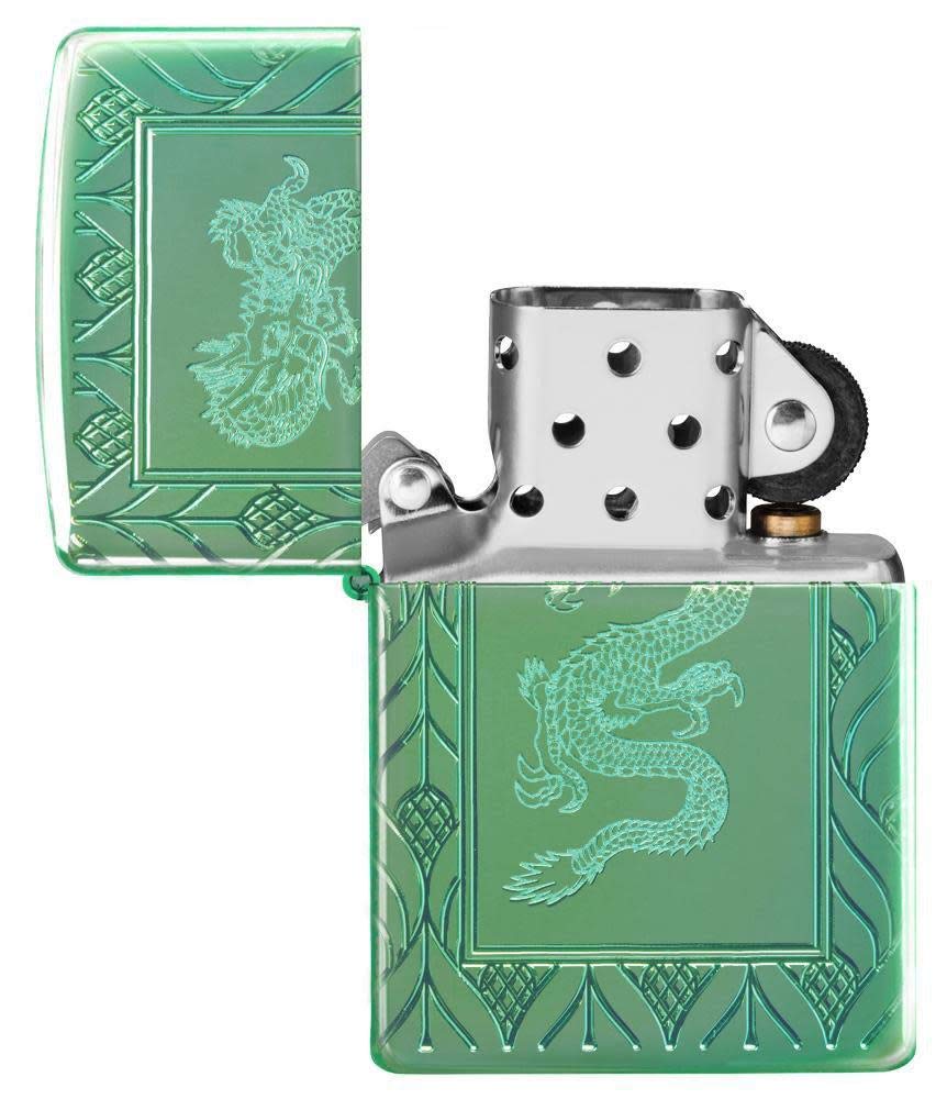 Zippo Armor High Polish Green Elegant Dragon Pocket Lighter