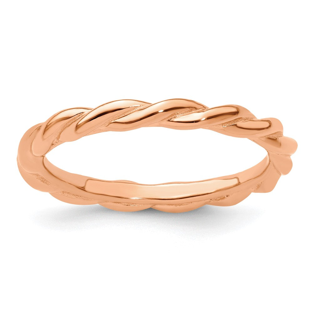 Sterling Silver Stackable Expressions Pink-plated Twist Ring Size -9