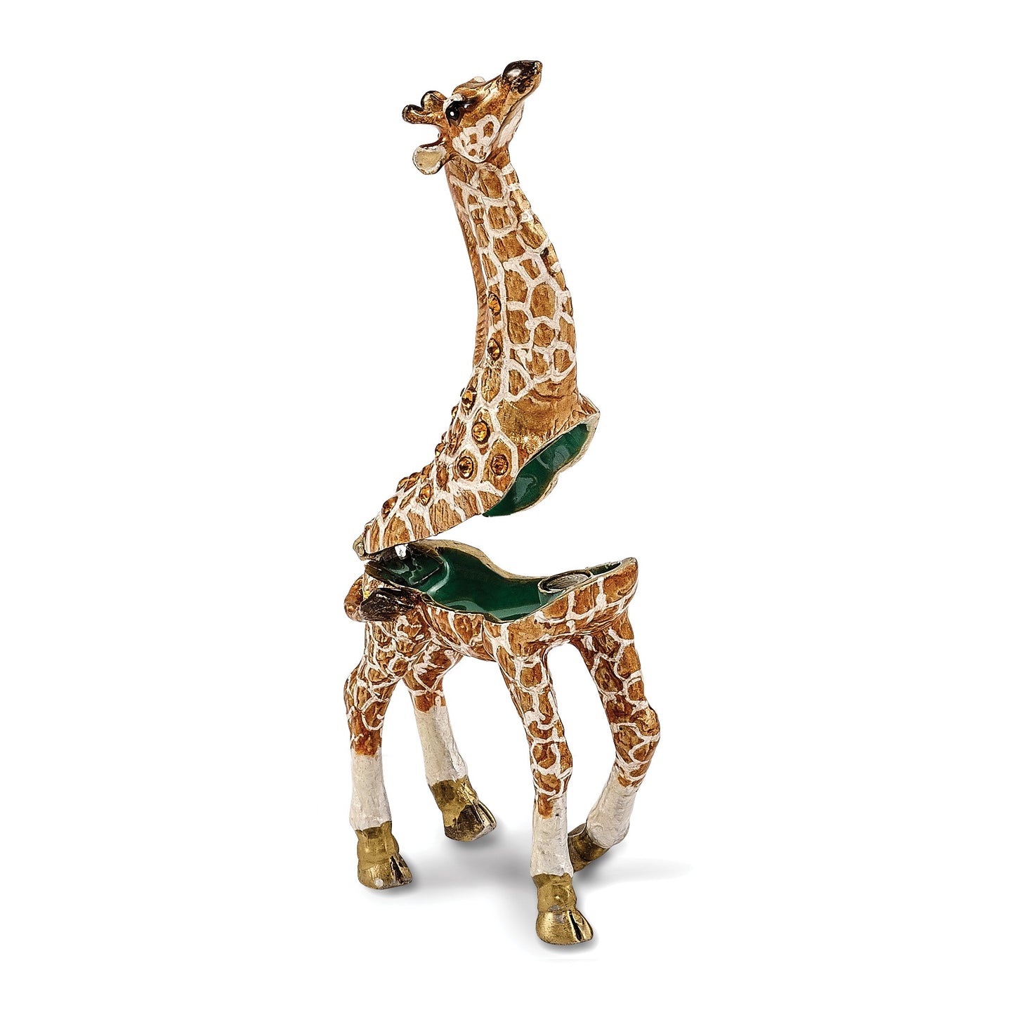Bejeweled Mother & Baby Giraffe Trinket Box with Charm Pendant