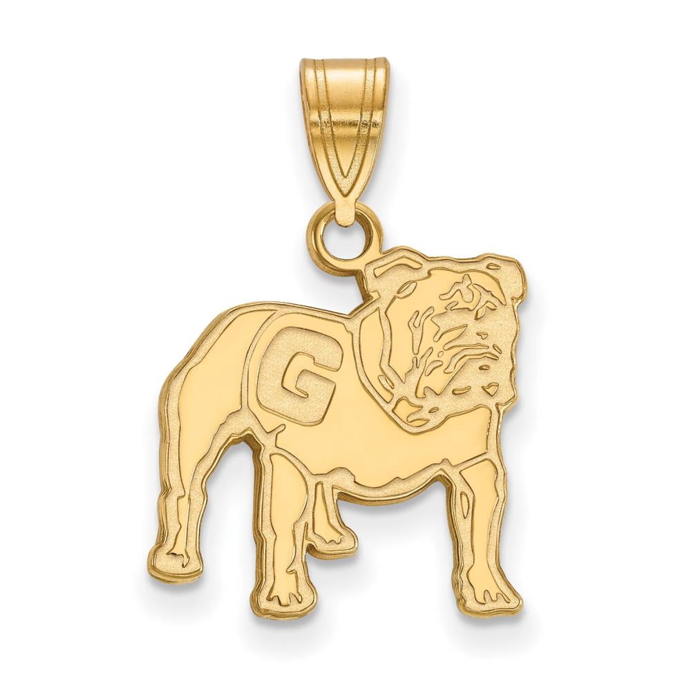 Sterling Silver Gold-plated LogoArt University of Georgia Bulldog Medium Pendant Q-GP060UGA