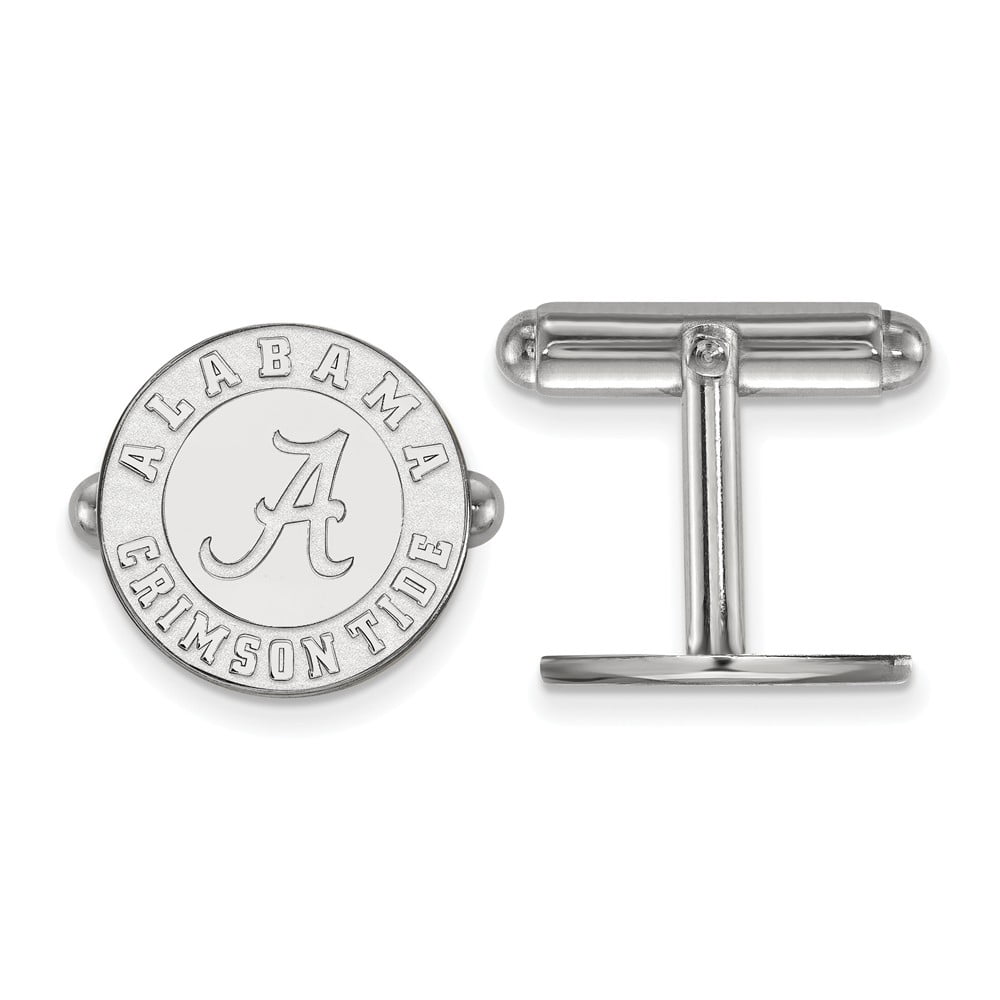 Sterling Silver Rhodium-plated LogoArt University of Alabama Crimson Tide Cuff Links Q-SS052UAL
