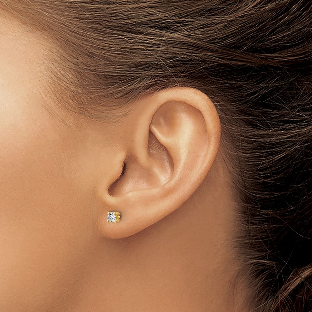 14k Yellow Gold 1/3 ctw Lab Grown Diamond VS+ F+ Round 4 Prong Heavy Wt. Screwback Stud Earrings