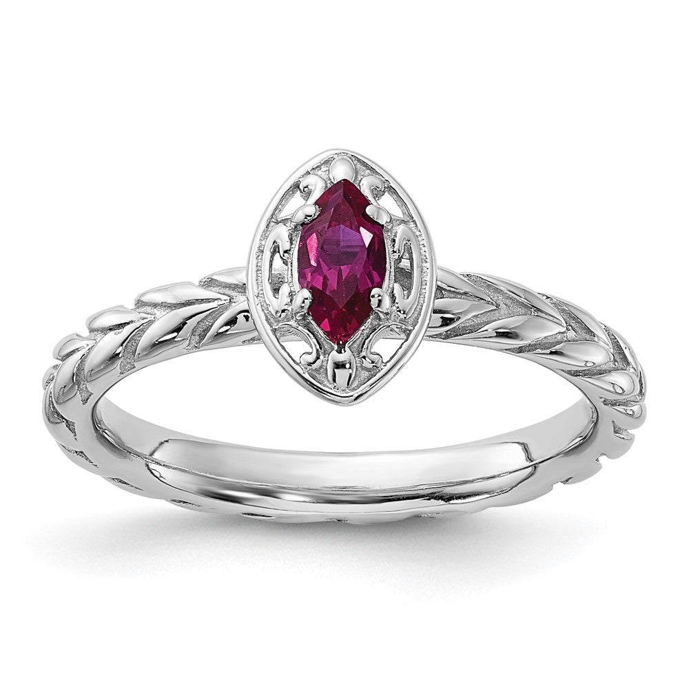 Sterling Silver Stackable Expressions Created Ruby Ring