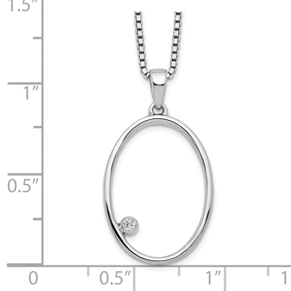 White Ice Sterling Silver Rhodium-plated 18 Inch Diamond Open Oval Necklace with 2 Inch Extender 18 Inches
