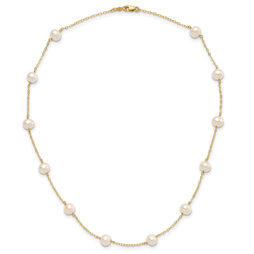 14k 5.5-6.5mm White Near-Round Freshwater Cultured Pearl 12-Station 16 inch Necklace