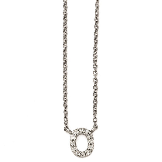 Cheryl M Sterling Silver CZ Letter O 18in. Necklace
