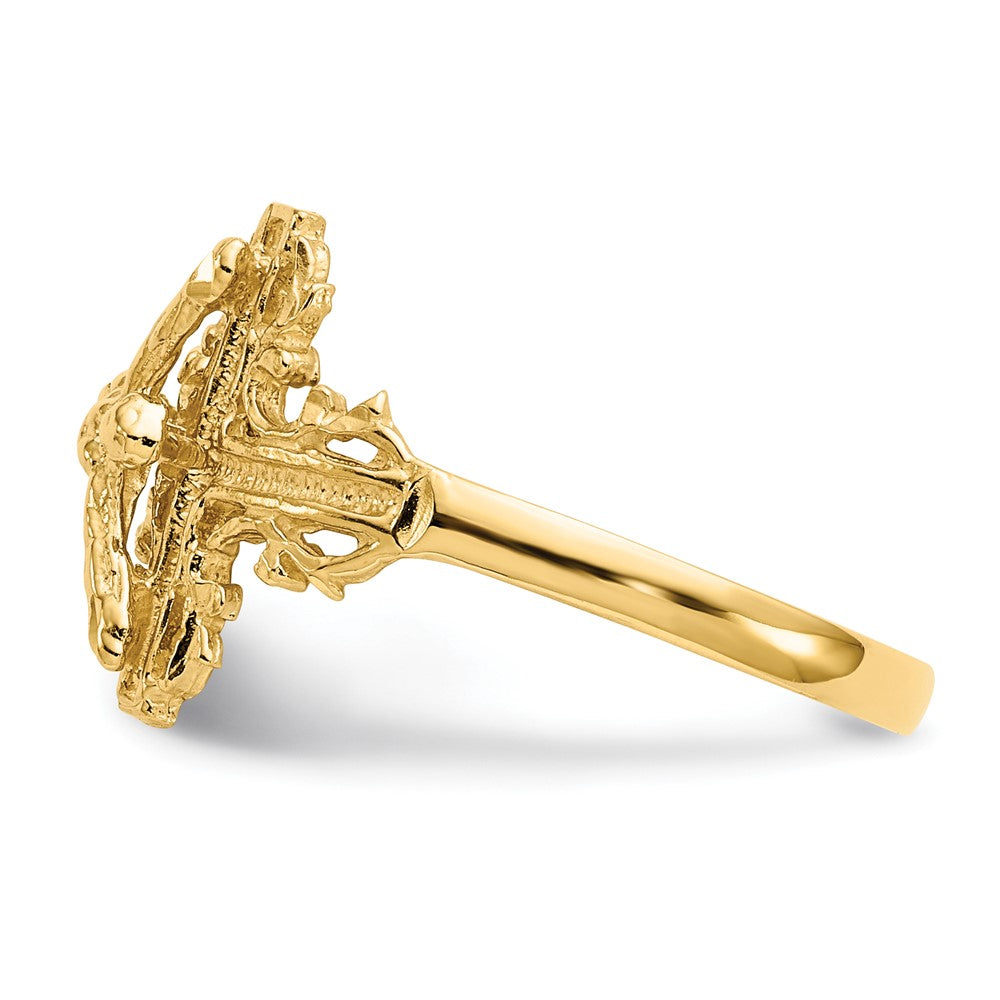 14K Diamond-cut Crucifix Ring Size 6.5