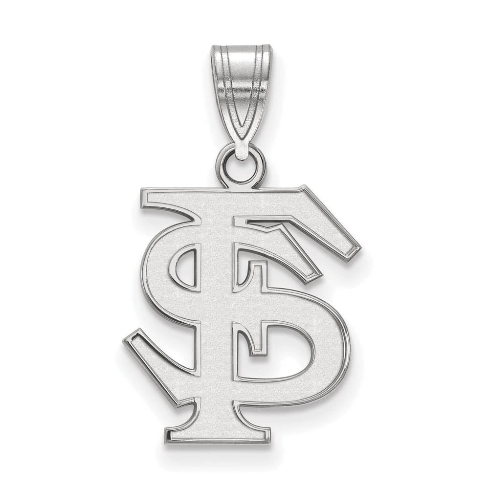 Sterling Silver Rhodium-plated LogoArt Florida State University F-S Medium Pendant Q-SS003FSU