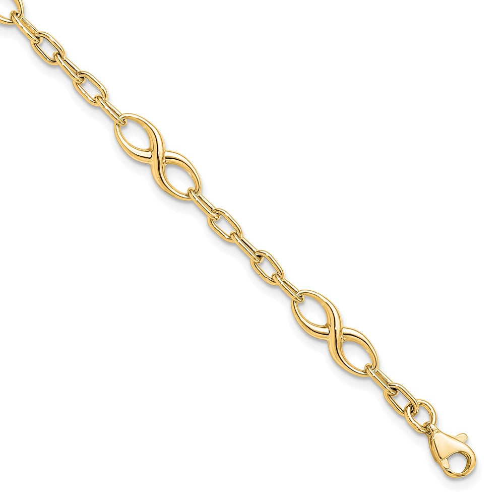 10K Polished Link Bracelet 7.5  inches