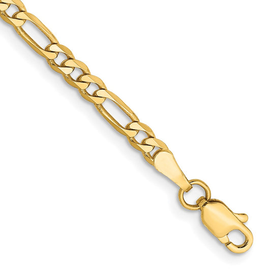 14K 6 inch 3mm Flat Figaro with Lobster Clasp Bracelet 6  inches
