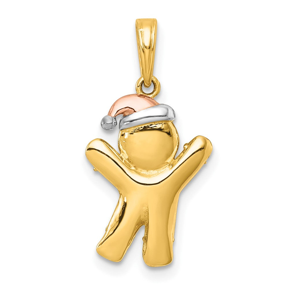 14k with White Rhodium and Rose-plating Polished Gingerbread Man Charm