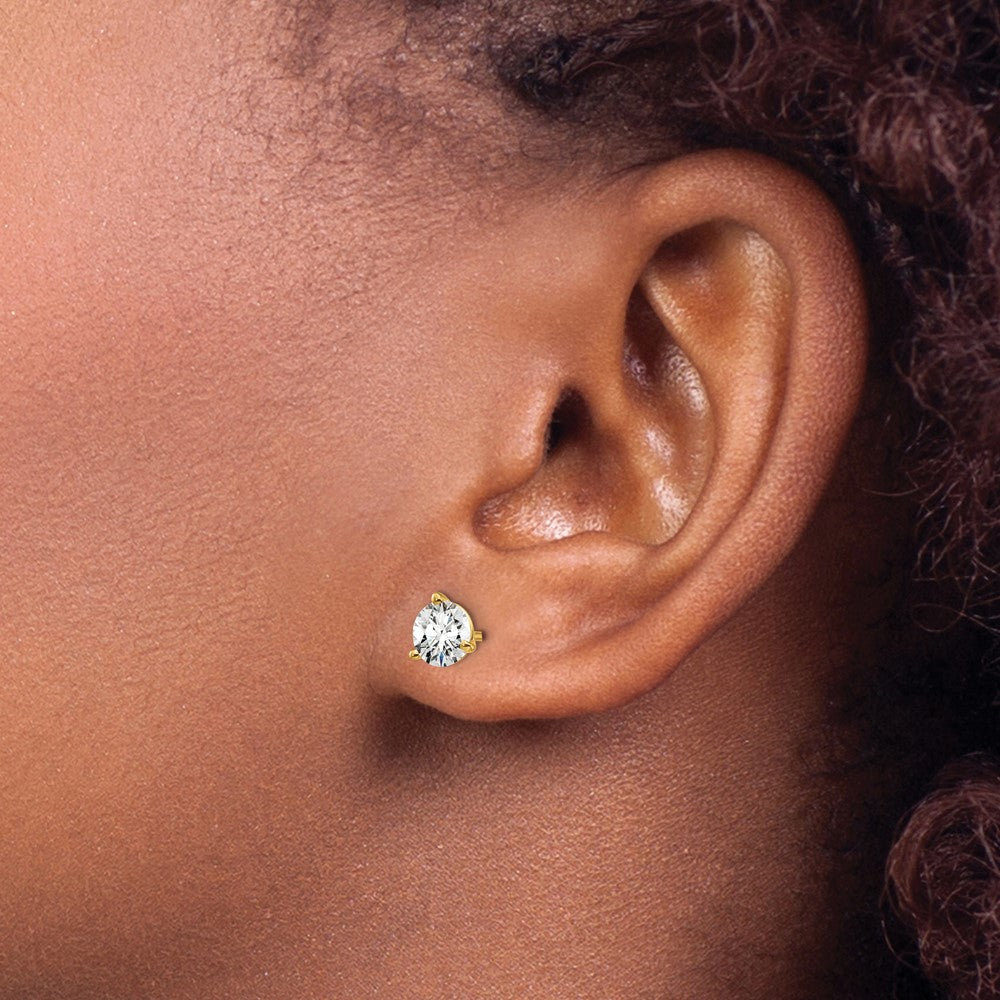 14k Yellow Gold 1 ctw Lab Grown Diamond VS/SI+ G+ Round 3 Prong Heavy Wt. Stud Earrings