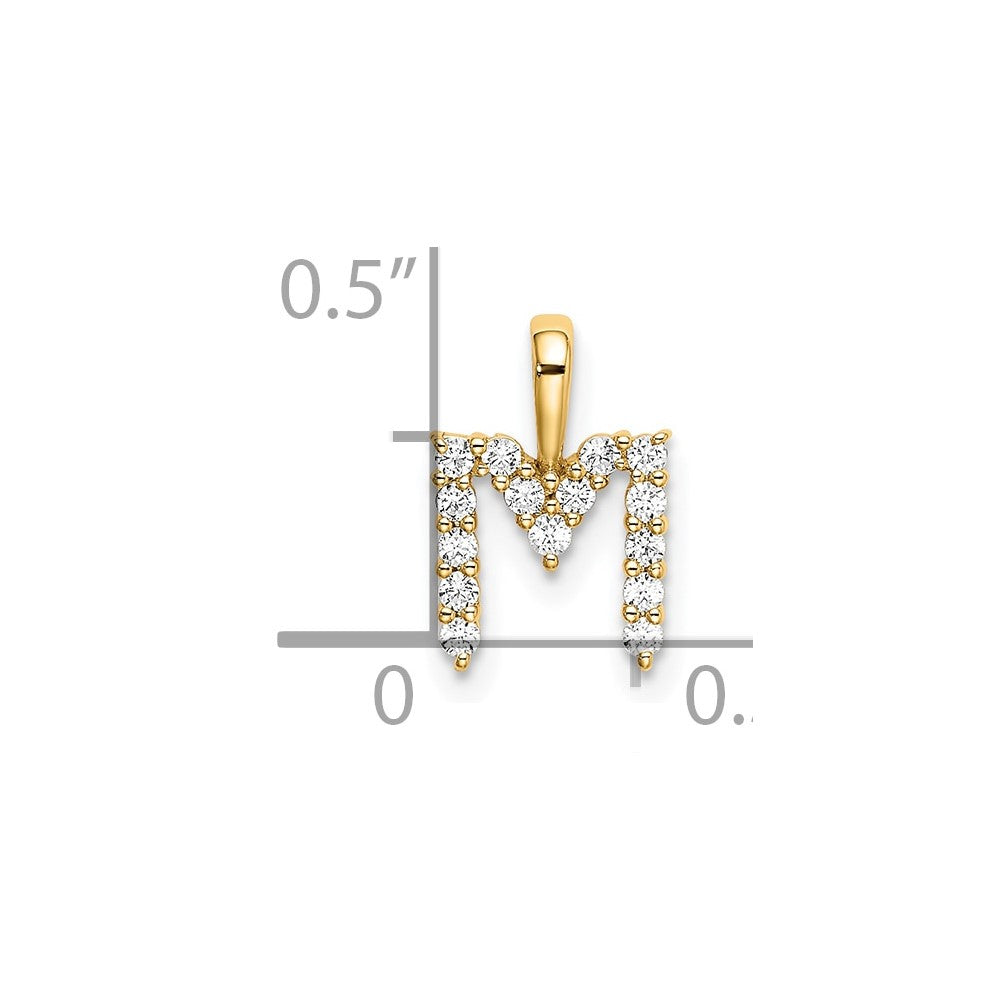 14k 1/6 carat Lab Grown Diamond VS/SI+ G+ Letter M Initial Pendant