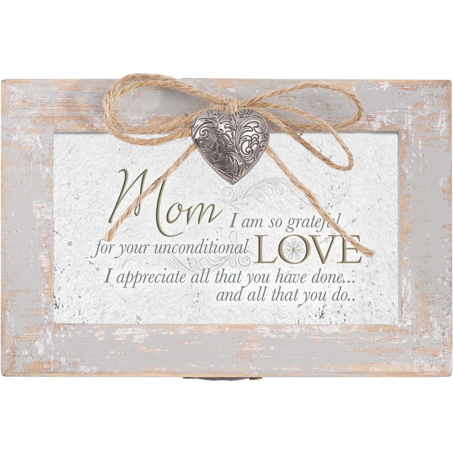 Cottage Garden Mom Grateful for Your Love Natural Taupe Jewelry Petite Music Box Plays Wind Beneath My Wings