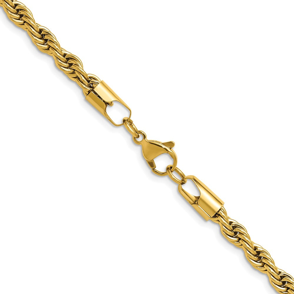 Chisel Stainless Steel Polished Yellow IP-plated 5mm 16 inch Rope Chain