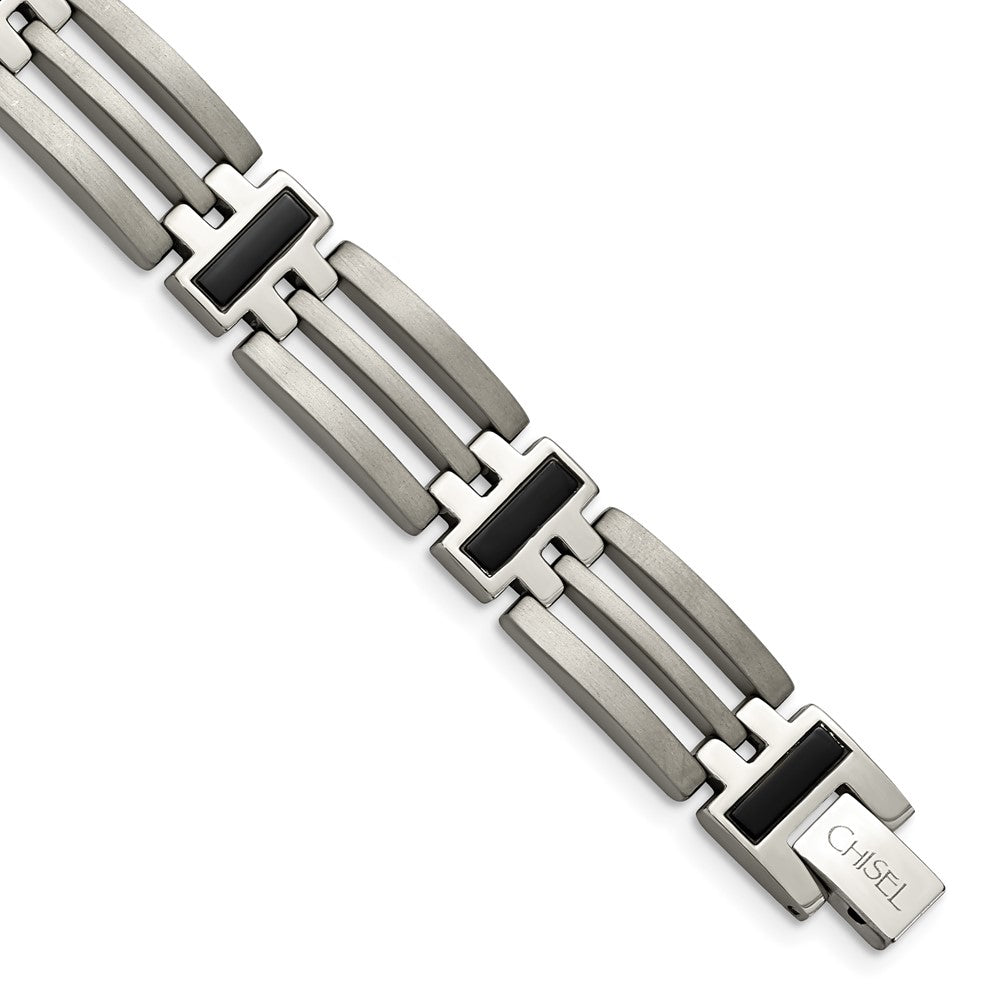 Titanium Brushed and Polished Black IP-plated 8.5in Bracelet 8.5 inches